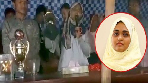 সবার সামনে চ্যাম্পিয়ন ও রানার্সআপ দলের ট্রফি ভেঙে ফেলেছেন ইউএনও