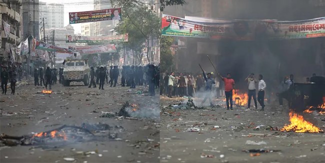 জামায়াতের অগ্নিসন্ত্রাস ও ভাঙচুর